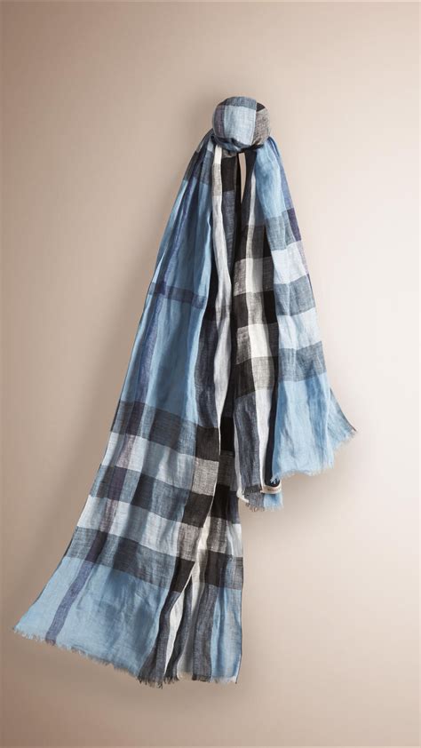 burberry linen scarf blue|Burberry scarves on sale authentic.